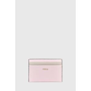 Kožené pouzdro na karty Furla růžová barva
