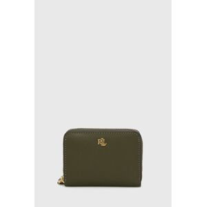 Kožená peněženka Lauren Ralph Lauren zelená barva