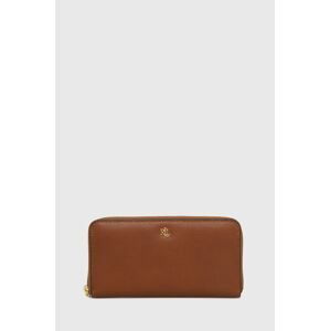 Kožená peněženka Lauren Ralph Lauren hnědá barva
