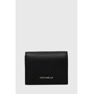 Kožená peněženka Coccinelle černá barva