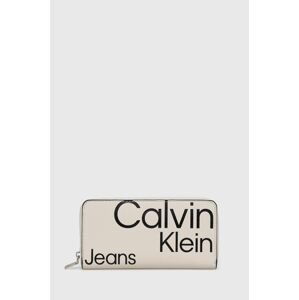 Peněženka Calvin Klein Jeans béžová barva