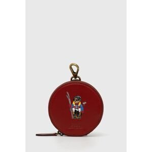 Kožená peněženka Polo Ralph Lauren červená barva