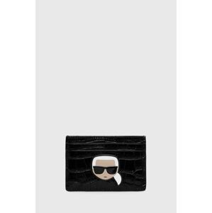 Kožené pouzdro na karty Karl Lagerfeld černá barva