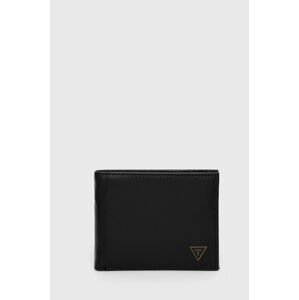 Kožená peněženka Guess černá barva