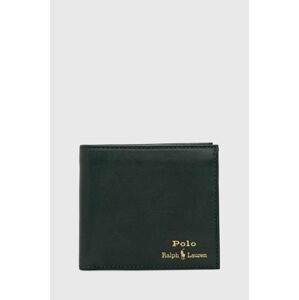 Kožená peněženka Polo Ralph Lauren zelená barva