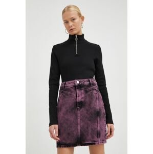 Džínová sukně Gestuz fialová barva, mini