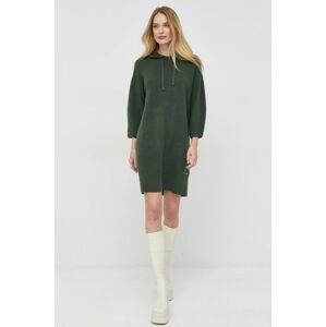 Vlněné šaty Armani Exchange zelená barva, mini, oversize