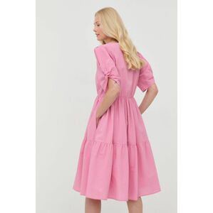 Bavlněné šaty Gestuz růžová barva, mini