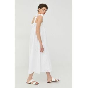 Bavlněné šaty Bruuns Bazaar bílá barva, midi