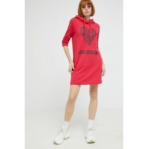 Bavlněné šaty Love Moschino červená barva, mini