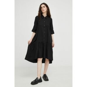 Bavlněné šaty Gestuz černá barva, mini
