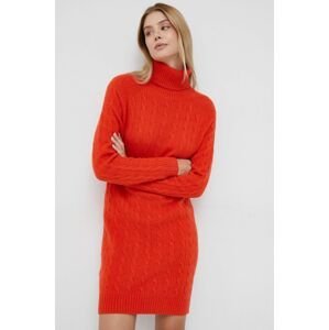 Vlněné šaty Polo Ralph Lauren oranžová barva, mini