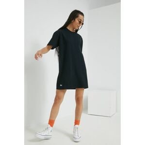 Bavlněné šaty Superdry černá barva, mini, oversize