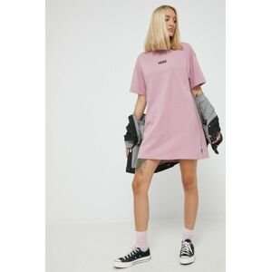 Bavlněné šaty Vans růžová barva, mini, oversize