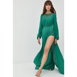 Šaty Elisabetta Franchi zelená barva, maxi