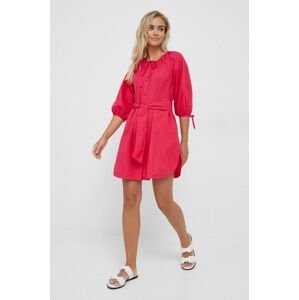Bavlněné šaty Sisley růžová barva, mini
