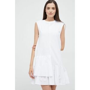 Bavlněné šaty Sisley bílá barva, mini
