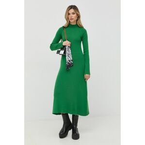 Vlněné šaty Ivy Oak zelená barva, maxi