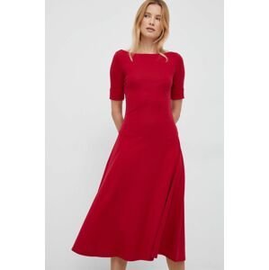 Šaty Lauren Ralph Lauren červená barva, midi
