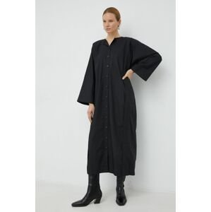 Bavlněné šaty By Malene Birger Annielle černá barva, maxi, oversize