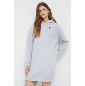 Bavlněné šaty Lyle & Scott šedá barva, mini