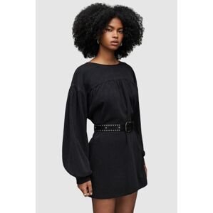 Šaty AllSaints černá barva, mini, oversize