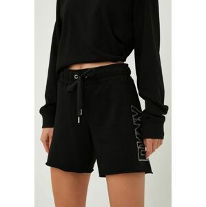 Kraťasy Dkny dámské, černá barva, s aplikací, medium waist