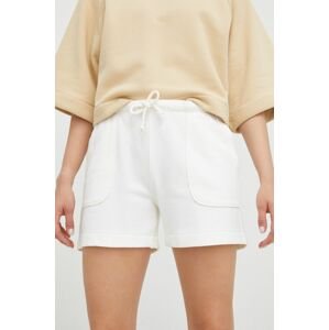 Bavlněné šortky Marc O'Polo dámské, bílá barva, hladké, high waist