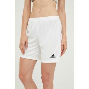 Tréninkové šortky adidas Performance Entrada 22 dámské, bílá barva, hladké, high waist