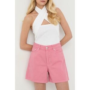 Bavlněné šortky Gestuz dámské, růžová barva, hladké, high waist