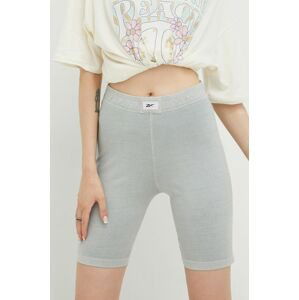 Kraťasy Reebok Classic dámské, šedá barva, hladké, high waist