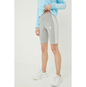 Kraťasy adidas dámské, šedá barva, s aplikací, medium waist, HF5956