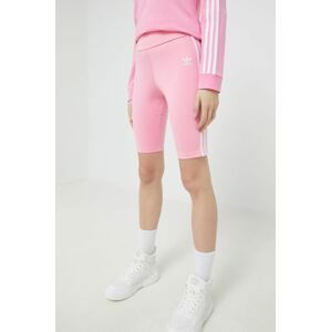 Kraťasy adidas Originals dámské, růžová barva, s aplikací, high waist