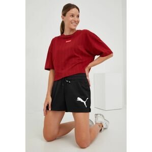 Tréninkové šortky Puma Fit Tech dámské, černá barva, s potiskem, high waist