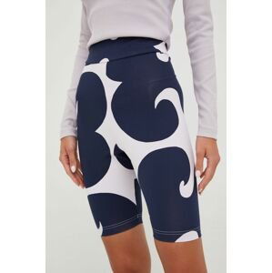 Kraťasy adidas Performance Marimekko dámské, tmavomodrá barva, vzorované, high waist