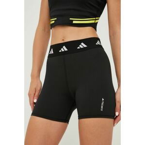 Tréninkové šortky adidas Performance Techfit dámské, černá barva, s potiskem, high waist