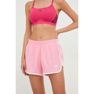Běžecké šortky adidas Performance Marathon 20 růžová barva, s aplikací, medium waist