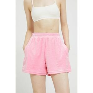 Kraťasy adidas Originals dámské, růžová barva, vzorované, high waist