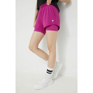 Běžecké šortky Fila Racine fialová barva, high waist