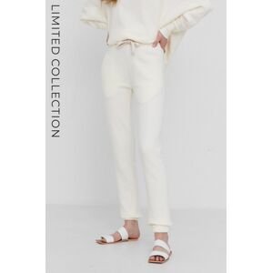 Kalhoty Answear Lab ECO dámské, krémová barva, hladké