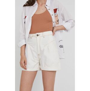 Džínové šortky Answear Lab dámské, bílá barva, hladké, high waist