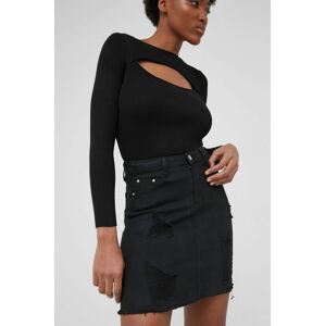 Džínová sukně Answear Lab černá barva, mini, jednoduchý