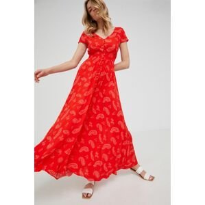 Šaty Answear Lab červená barva, maxi, áčková