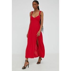 Bavlněné šaty Answear Lab x limitovaná festivalová kolekce BE BRAVE červená barva, maxi