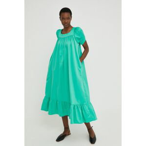 Bavlněné šaty Answear Lab zelená barva, midi