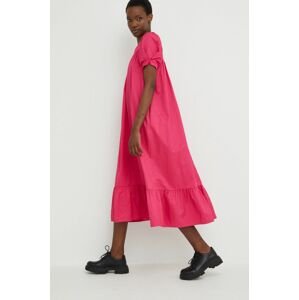 Bavlněné šaty Answear Lab růžová barva, midi