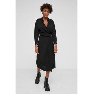 Bavlněné šaty Answear Lab černá barva, midi, jednoduché