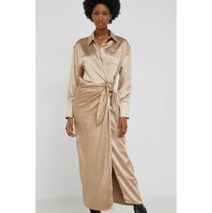 Šaty Answear Lab zlatá barva, maxi, áčkové