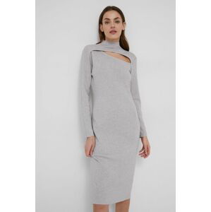 Vlněné šaty Answear Lab šedá barva, mini, přiléhavé