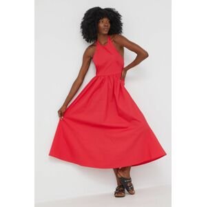 Bavlněné šaty Answear Lab červená barva, maxi